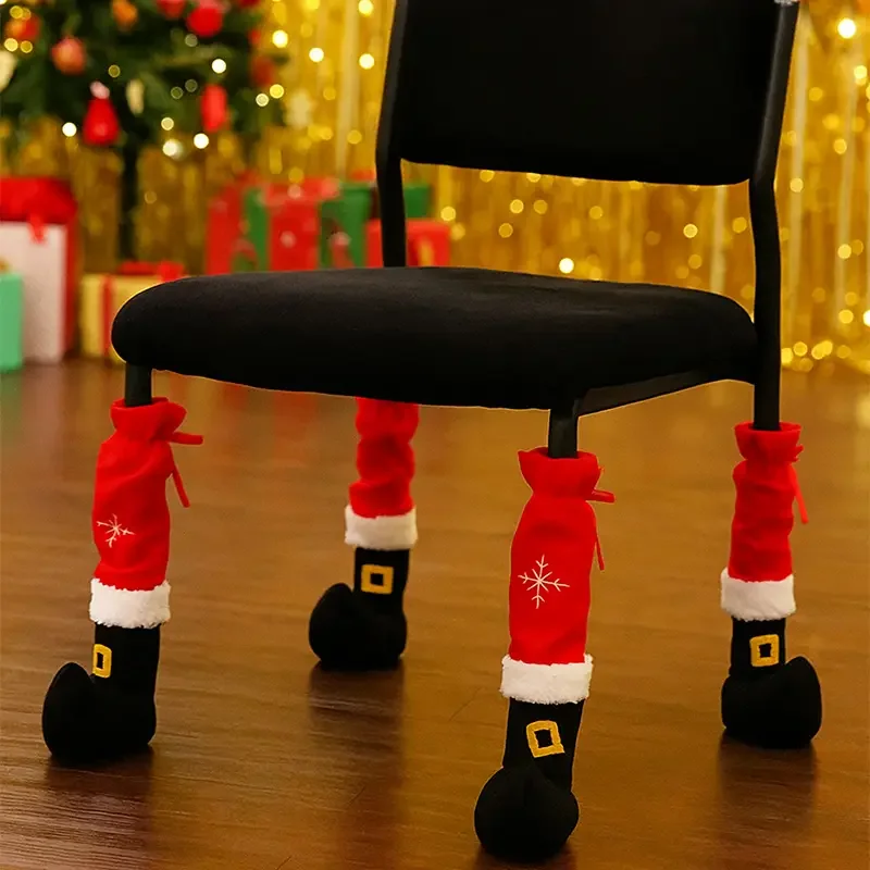 1-20PCS Christmas Chair Leg Covers Santa Boot Style Decoration for Home Dining Room Holiday Party Ornament Christmas Decor