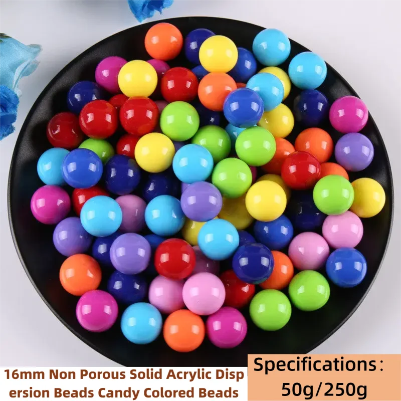 50g/250g 16mm DIY Non Porous Solid Acrylic Solid Dispersion Beads Candy Colored Beads Children's Handmade Accessories Material
