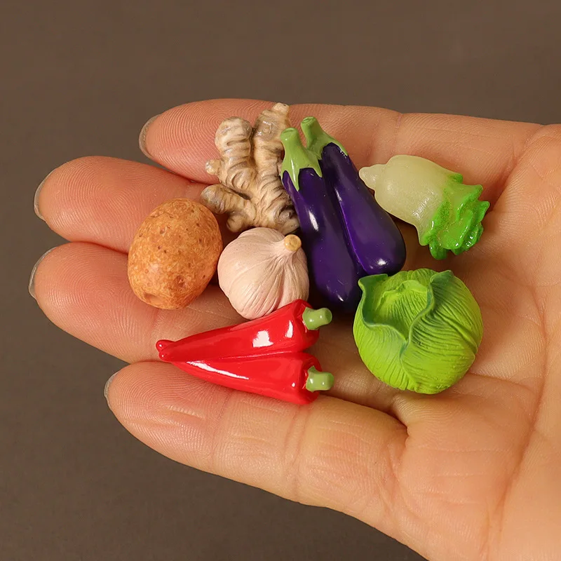 8Pcs/set 1/12 Dollhouse Simulated Vegetables Miniature Kitchen Food Chili Tomato Eggplant For Dolls House Life Scene Accessories