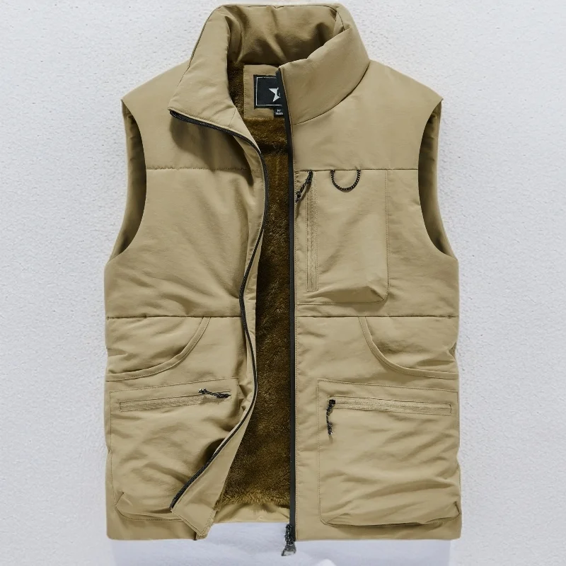 

Fashion Large Size 6XL Men's Multi-Pocket Clothing Winter Vest Jackets Sleeveless Coat Male Warm Waistcoat Fleece Vest Men