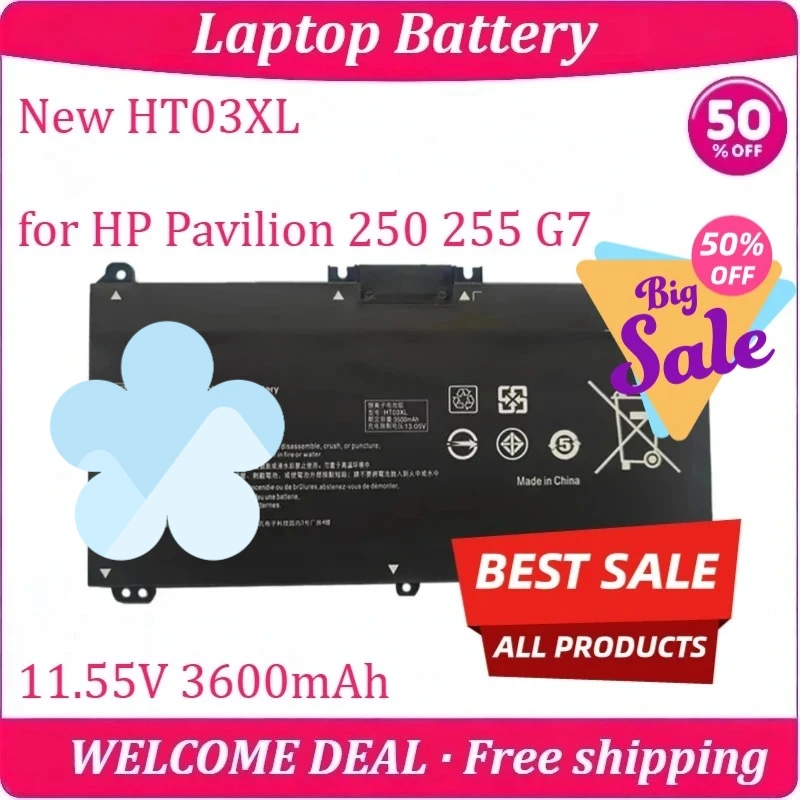 [New] HT03XL for HP Pavilion 250 255 G7 Laptop Battery 11.55V 3600mAh Replacement High Capacity Long Endurance Lithium Battery