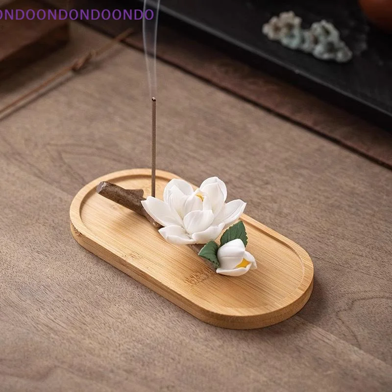 Ceramics Pear Blossoms Incense Holder Chinese Style White Flower Shape Incense Stick Stand For Home Desktop Decor