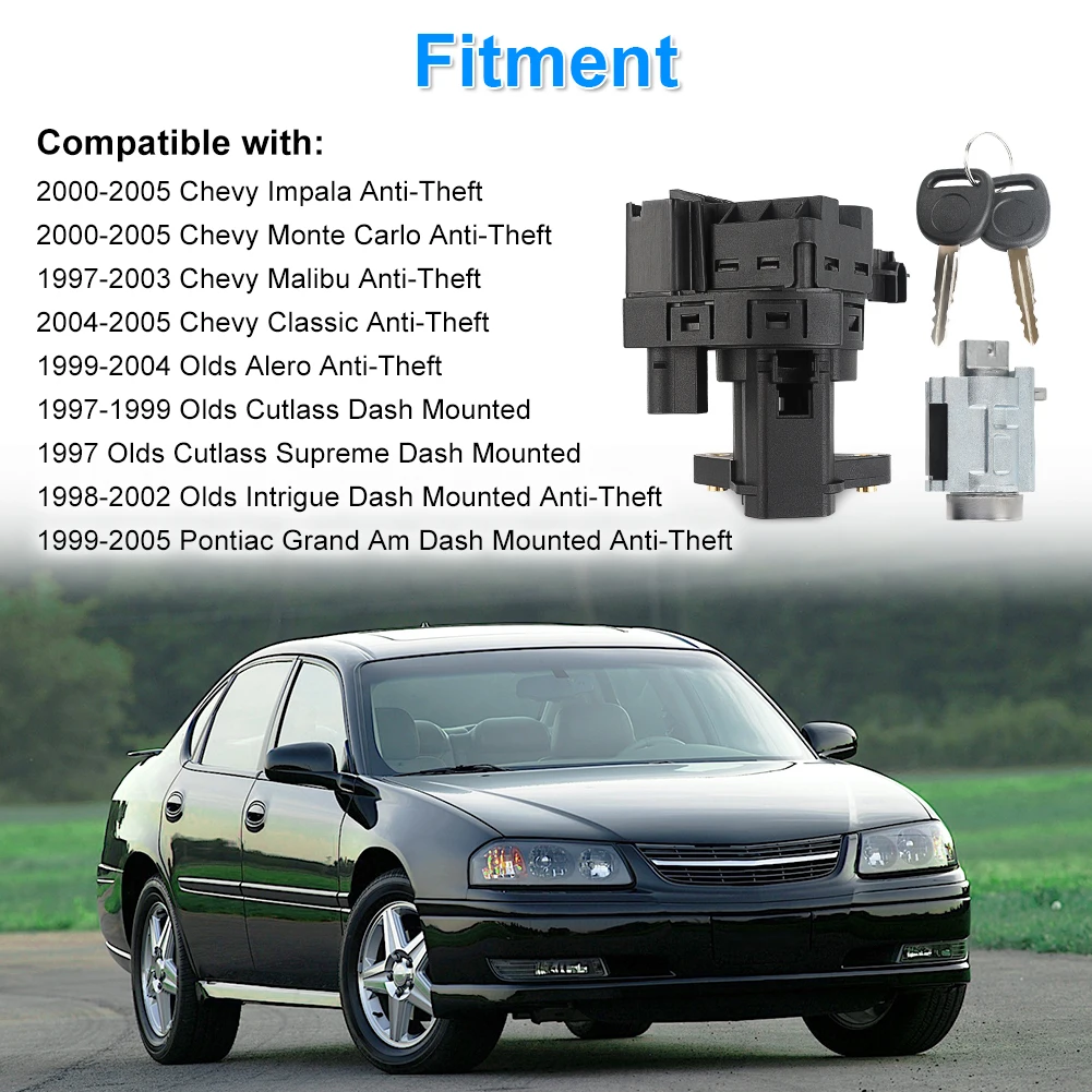 

FISHBERG для Chevy Impala 2000-2005, цилиндр замка зажигания с 2 ключами для Chevy Monte Malibu Classic 12458191 22599340