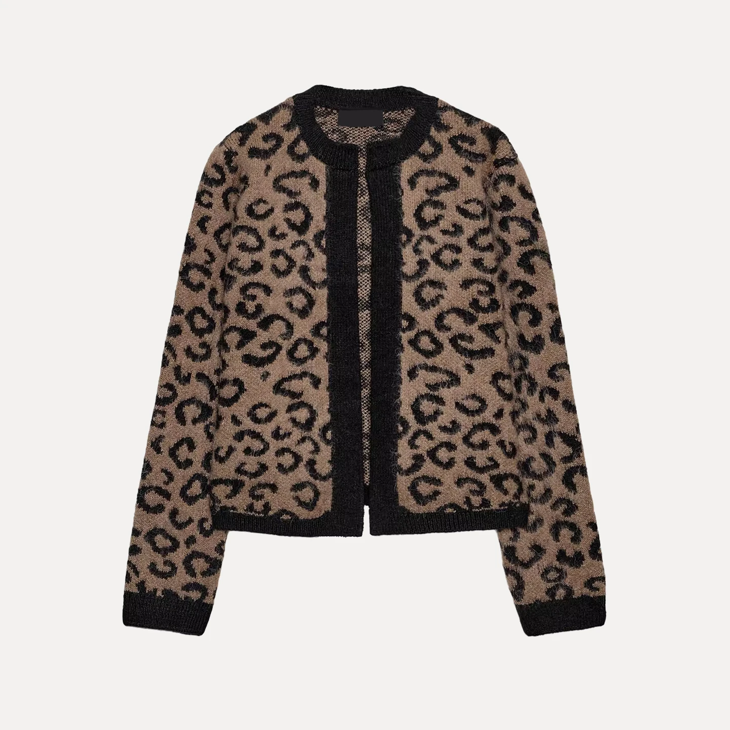 Z Women's Faion Knitted Animal Print Tassel Coat ort Sle Long Sve 2025 Winter Season European Sle Stand Fit