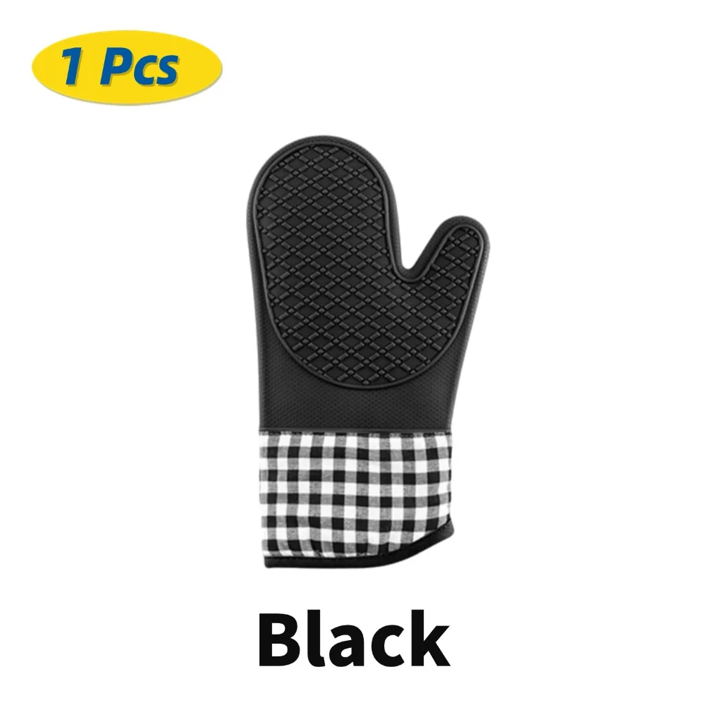 Grid Pattern Silicone Oven Gloves High Temperature Resistant Anti-burn And Non-slip Kitchen Microwave Baking Dessert Tools