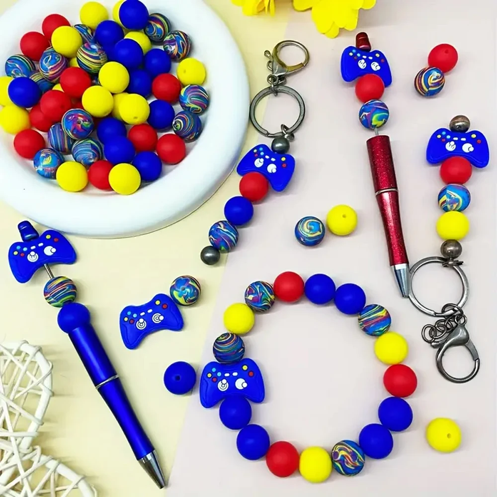 5/25PCS Gaming Series Silicone Bead Set, Perfect for DIY Handmade Crafts Such as Keychains, Necklaces, Bracelets, Etc