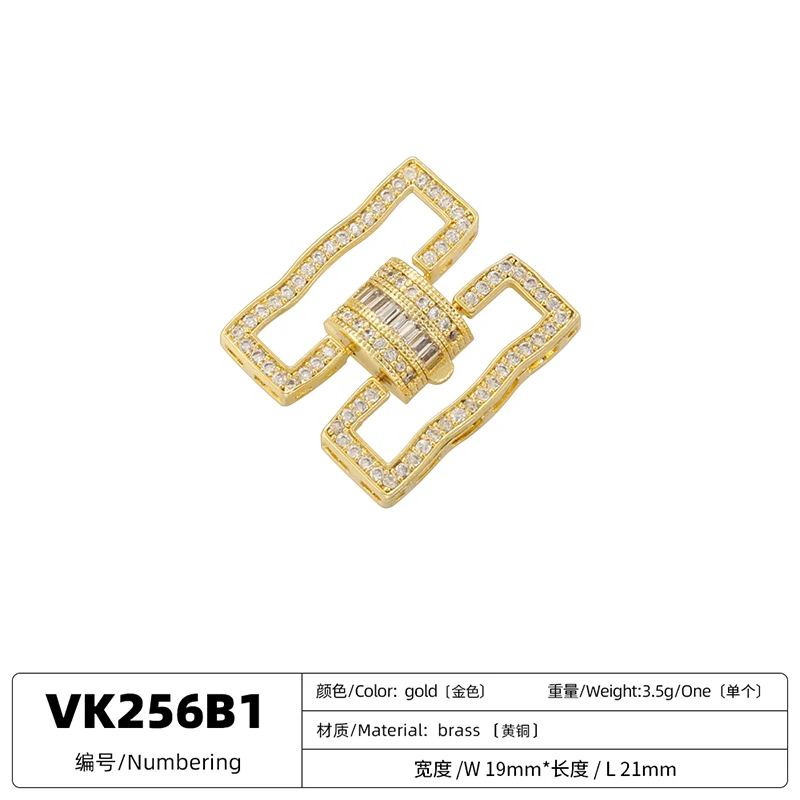 ZHUKOU Connector 18K Gold-plated Inlaid CZ Stone Geometric Buckle Universal Jewelry Accessory Buckle Wholesale: VK256-VK264