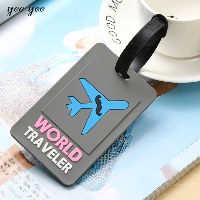 Luggage Tags Anti Theft PVC Plane Letters Baggage Name Tag Suitcase Work ID Address Labels Holder Travel The World Accessories