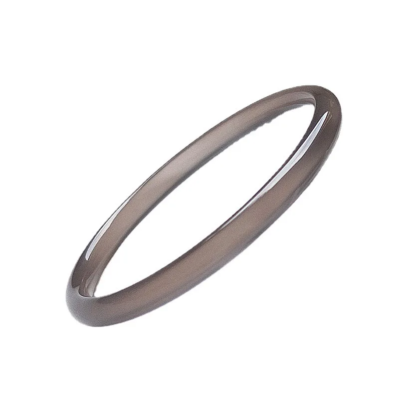 Natural Smoky Gray Chalcedony Hand-carved Thin Round Bracelet Fashion Boutique Jewelry Men and Women Gray Agate Bracelet
