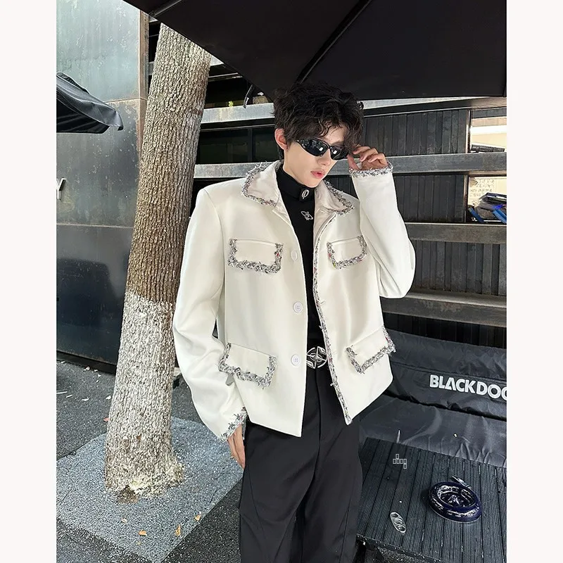 

Корейский модный шерстяной костюм с рюшами и подплечниками, приталенный, в стиле французского шика, короткий, повседневный, с ощущением высокого класса, куртка