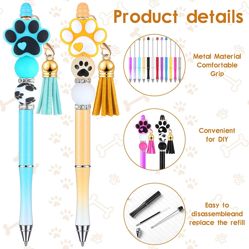 Imagem -02 - Metal Beadable Caneta Esferográfica Eixo de Tinta Preta Caneta Rollerball para Crianças Estudantes Escritório Material Escolar 20 Pcs