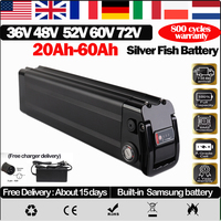 48v Silver Fish EBike Lithium Battery 52/60/72  Volt 40ah Batterie 36v13Ah Duotts S26 Battery 20ah 30ah 50ah 60ah 1500w Batterie