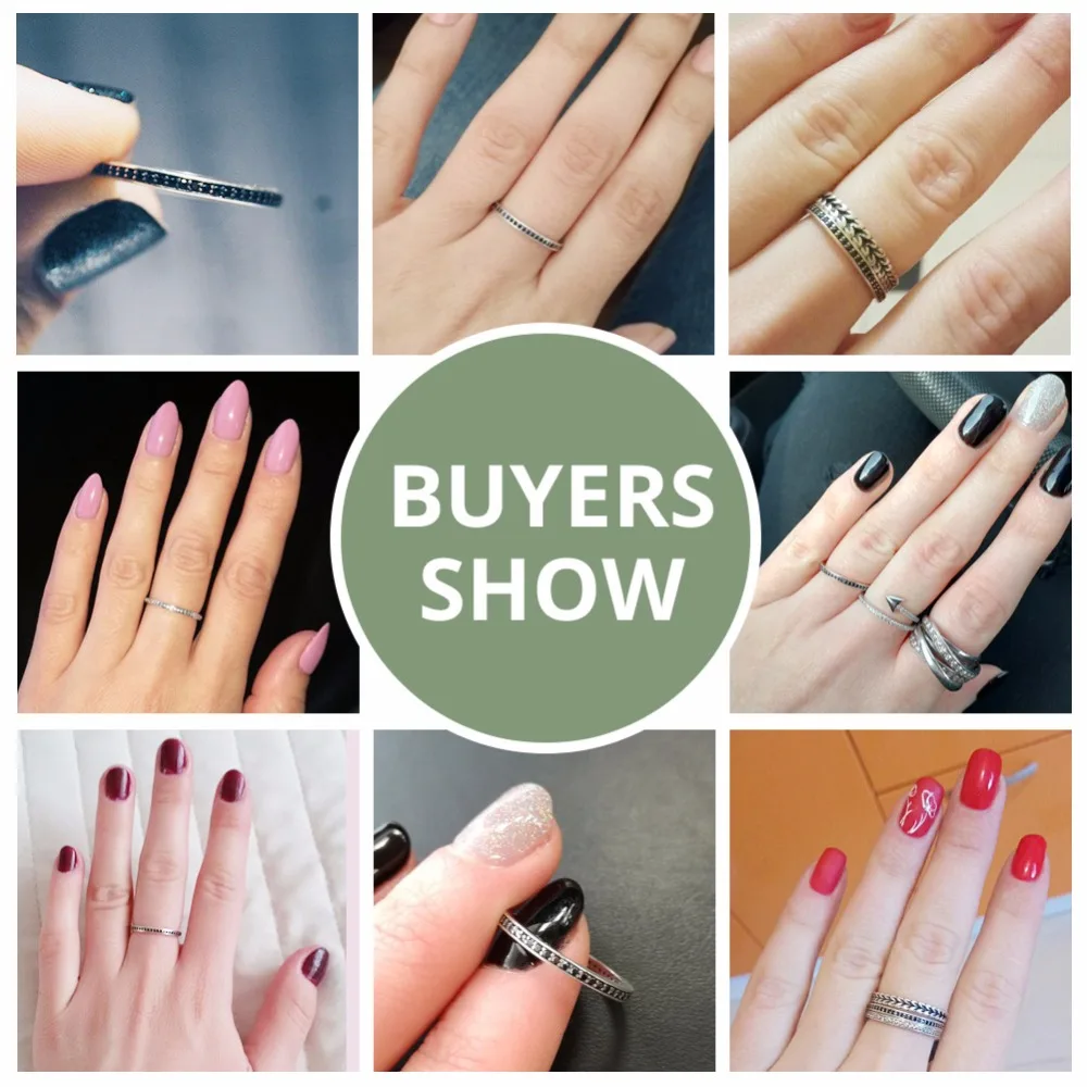 Women's 925 Sterling Silver Paved CZ Stackable Black Ring
