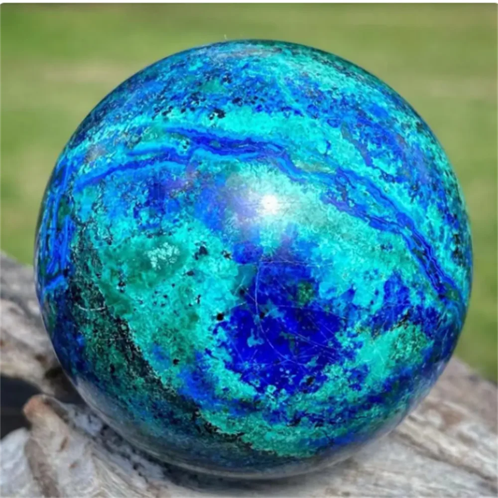 Natural Azurite Malachite Crystal Sphere, Blue Green Chryscolla Ball, Reiki Healing Turquois Stone, Home Decoration