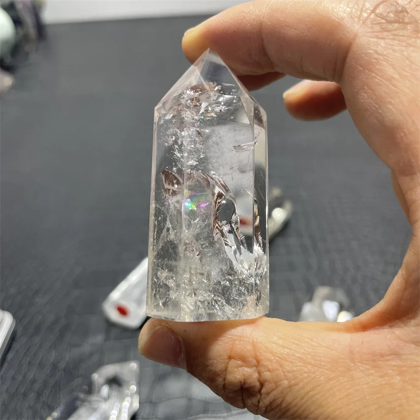 Natural Crystals Clear Quartz  Point Rainbow High Quality Healing Ornament Home Decorations Ball Room Decor Mineral Gift