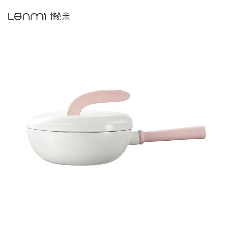 

Lanmi Lightweight 20 24cm Wok Pan with Lid Non Stick Omelet Pan Non-toxic Healthy Kitchen Cooking Chef Pan Induction Compatible