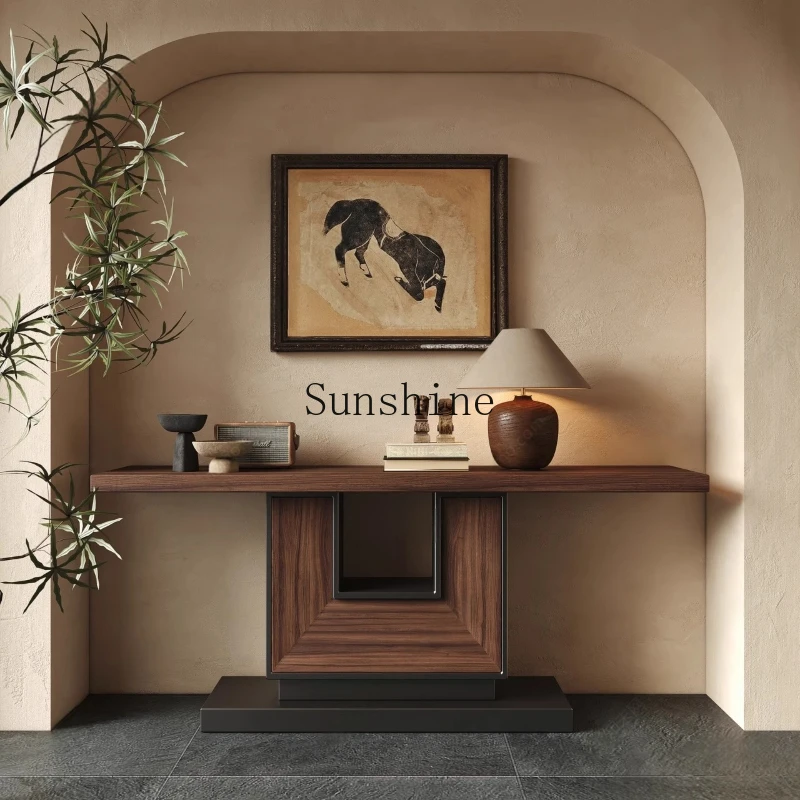 

Wabi Sandy Wind Solid Wood Entrance Table Ancient Style Entrance Corridor Corridor Decoration Homestay Designer