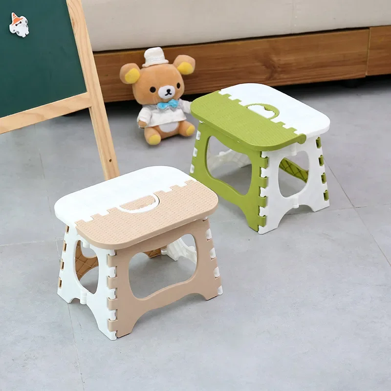 2024 New Plastic Folding Stool Portable Outdoor Small Stool Household Children Study Small Stool Train Small Bench Gifts