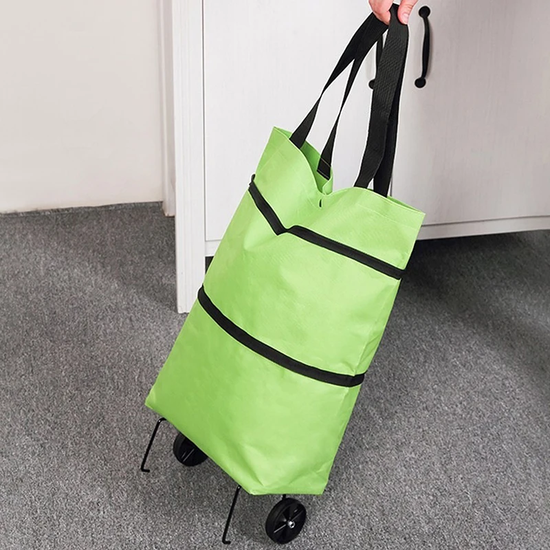 Folding Shopping Bag Portable Waterproof Tugboat Bag With Wheel Grocery Bag Large Capacity Supermarket Bag Handbag