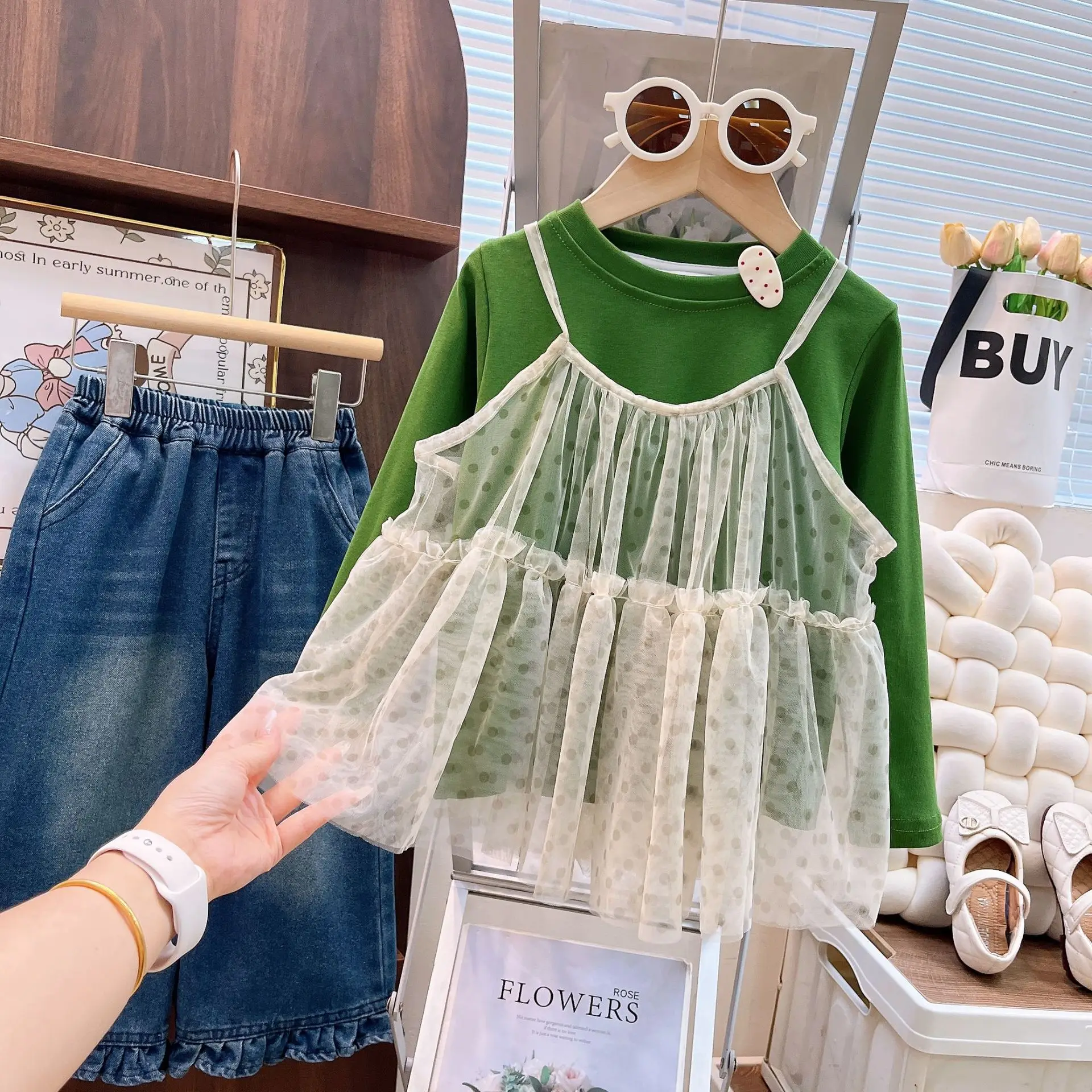 Girls Autumn Set Forest Series 2026 New Fashionable Girl Baby Wave Point Childrens Autumn Set Three Piece Set