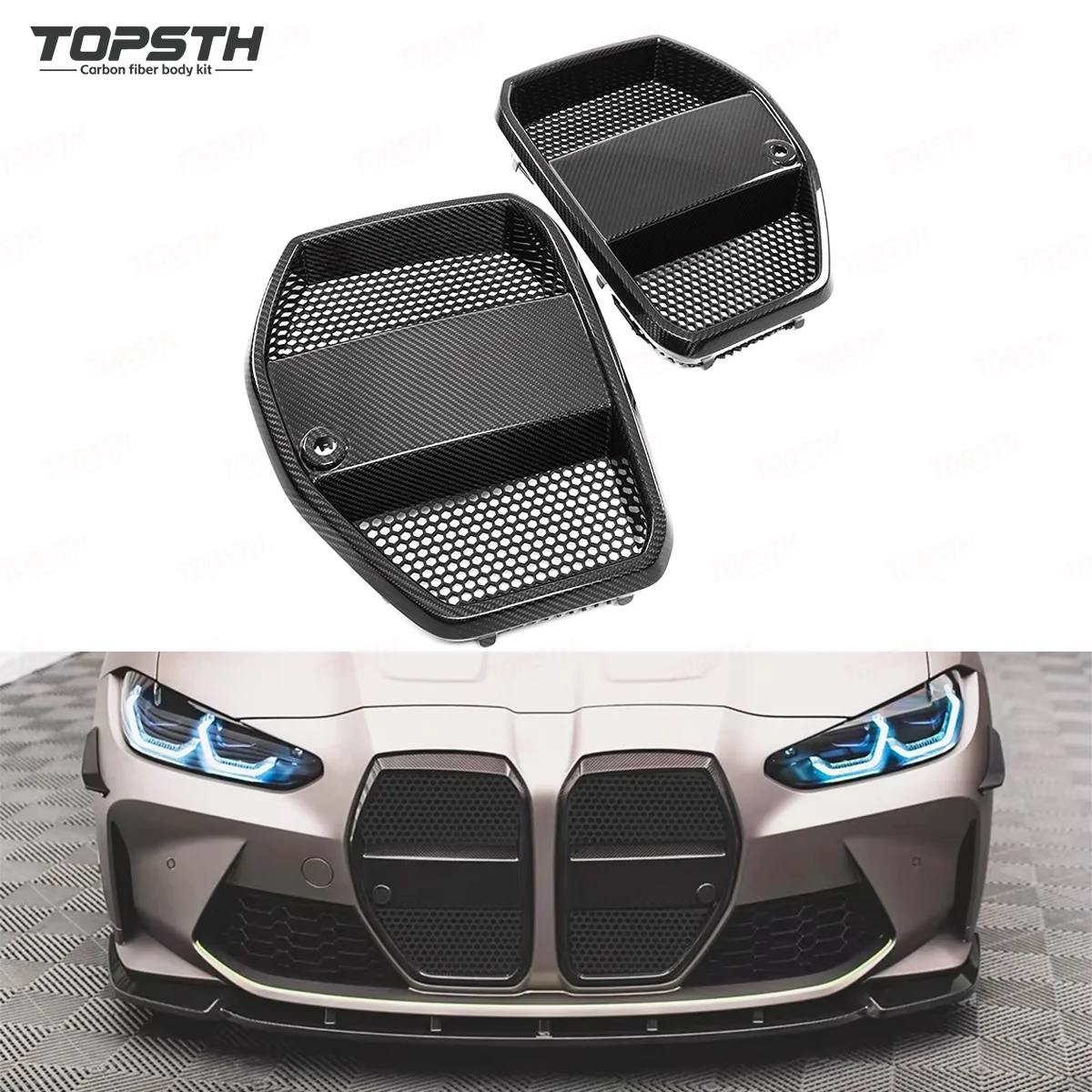 

Real Dry Carbon Fiber Hood Grill for BMW G80 G81 M3 2021-2025 AX Style Without ACC Front Bumper Grilles New Condition