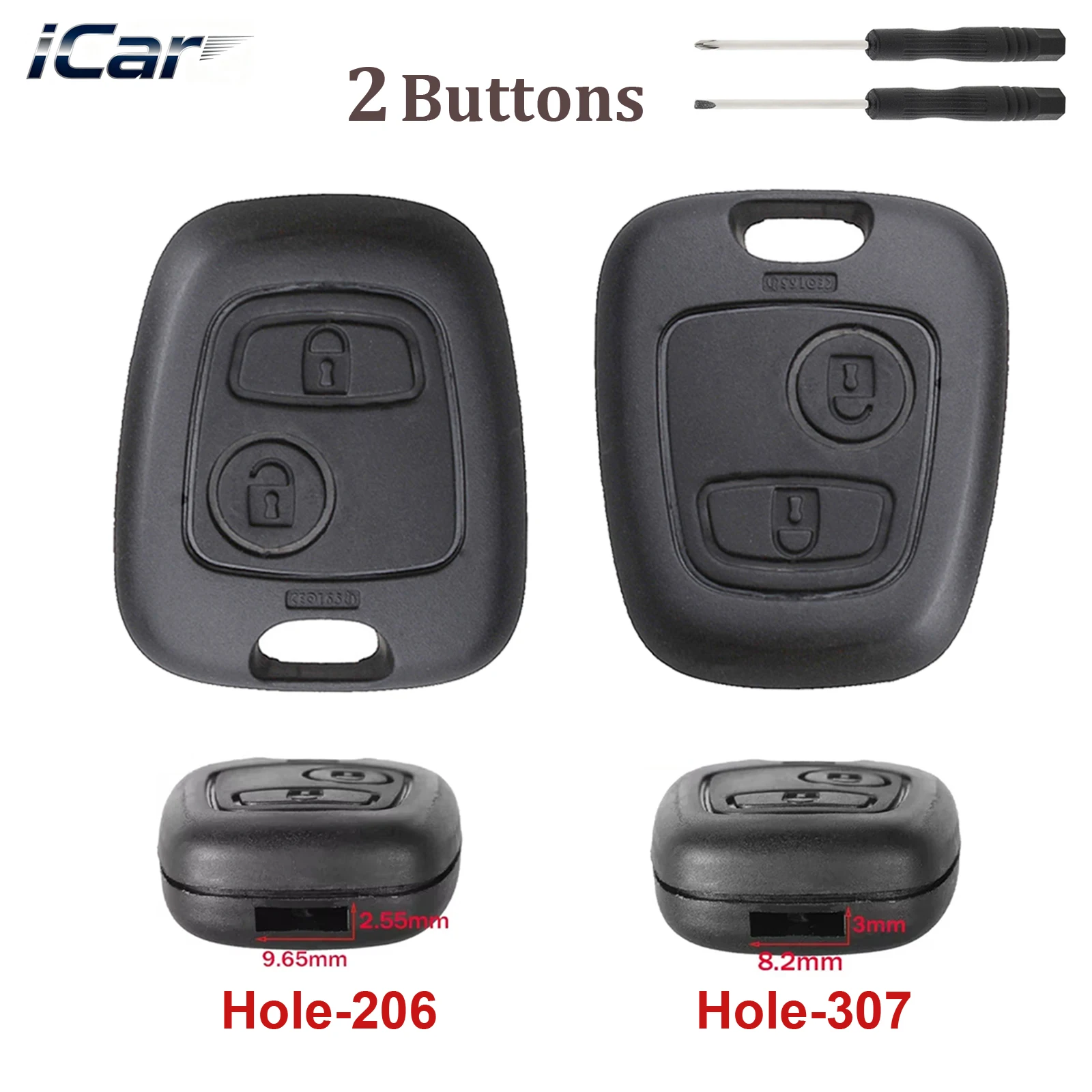 Reemplazo de carcasa de mando a distancia de coche de 2 botones para Peugeot 206 207 307 408 607 para Citroen C1 C2 C3 C4 para Xsara Picasso