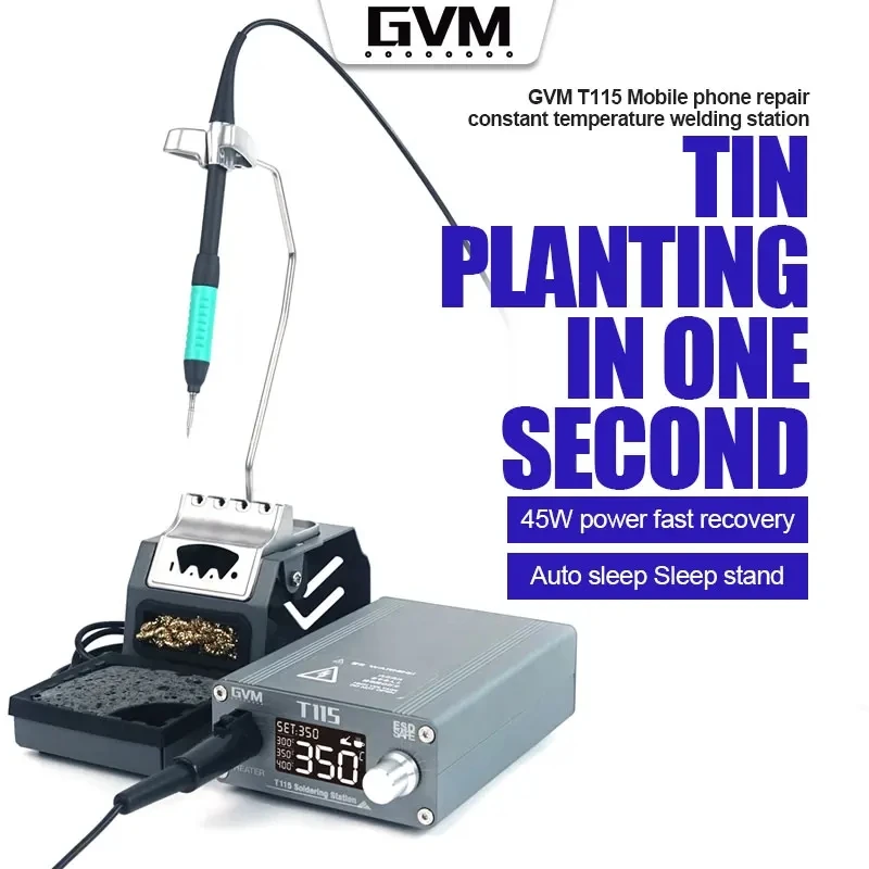 

SUNSHINE GVM T115 Soldering Station Warming Automatic Sleep 2S Mobile Phone Repair Constant Temperature 45W Soldering Station