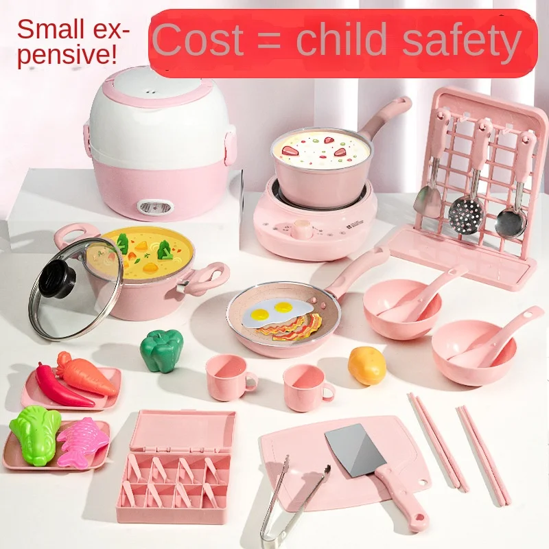 Hot Can Cook Funny Mini Kitchen Girl Baby Real Cooked Family Toy Set Girl Toys New Toddler Life Play Kitchen Accessories