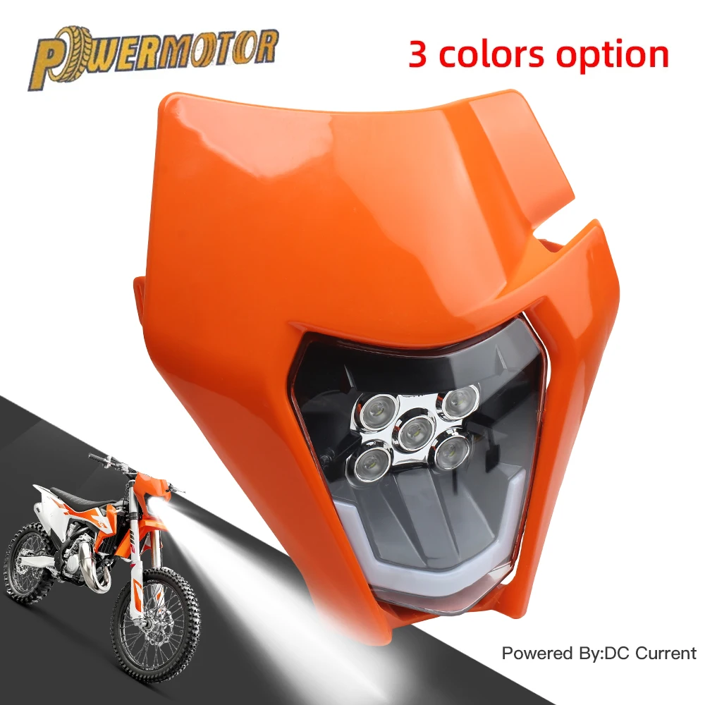 Motorcycle LED Headlight Plate for KTM EXC SX Fairing Wick Dirt Bike Supermoto Motocross Headlamp Accessories Headlights Enduro