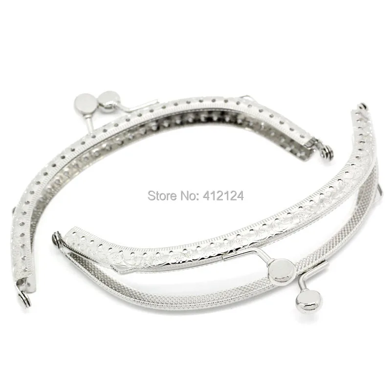 

30Pcs Metal Frame Kiss Clasp Lock Arc Oblate Silver Tone Handle Handbag Coin Bag Purse Findings 12.5x7.5cm