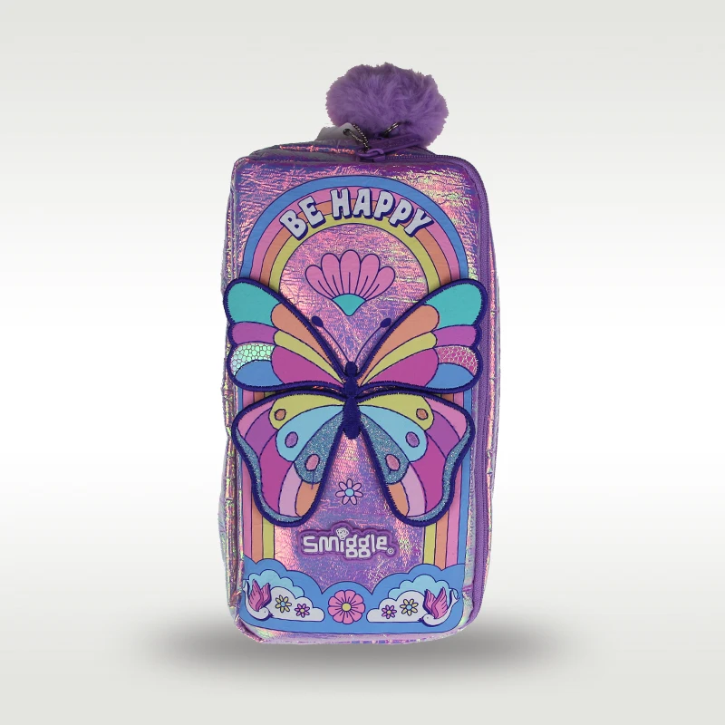 Australia Smiggle original hot-selling student pencil case purple butterfly cute pencil case large-capacity tote bag