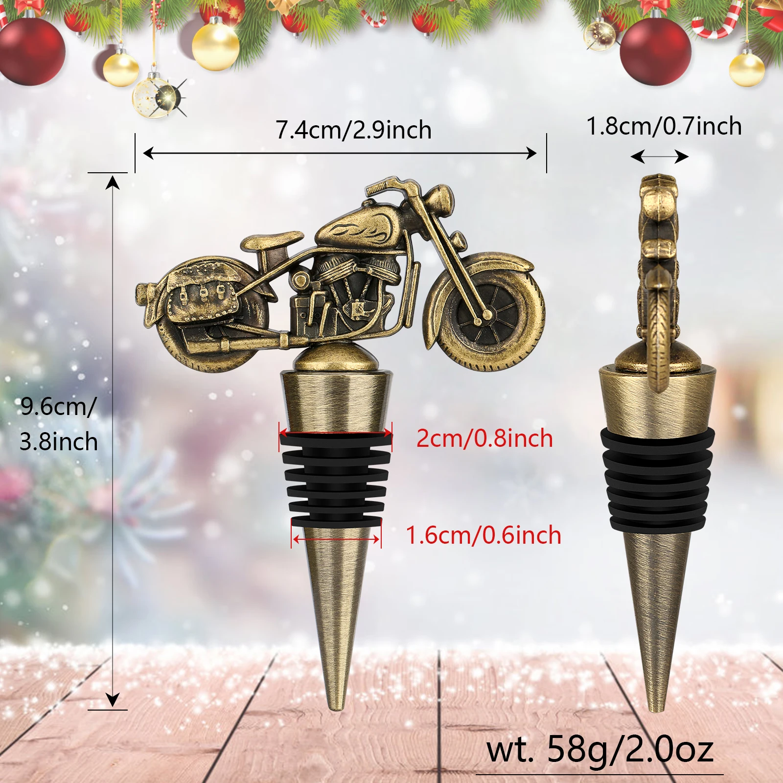 LKKCHER Motorbike Wine Bottle Stopper Christmas Gifts Zinc Alloy and Silicone Stopper Motorcycle Original New Year Gifts for Men