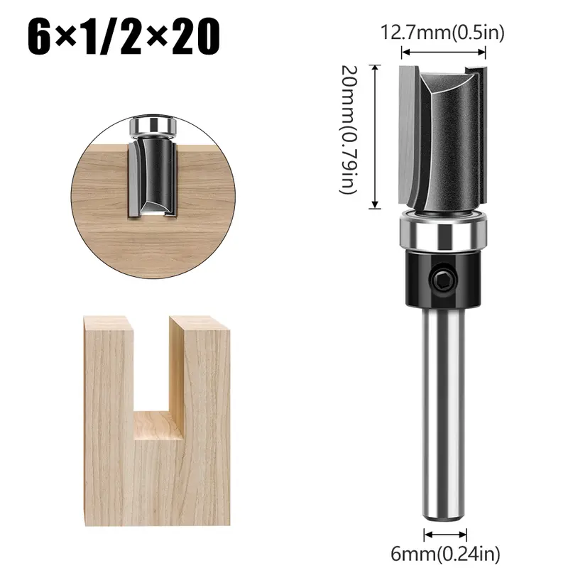 1pc 6mm 1/4"Shank Bearing Straight Router Bit Copy Trimming Cutter Line Cutter Trimming Machine Milling Cutter Woodworking Tools - Image 11