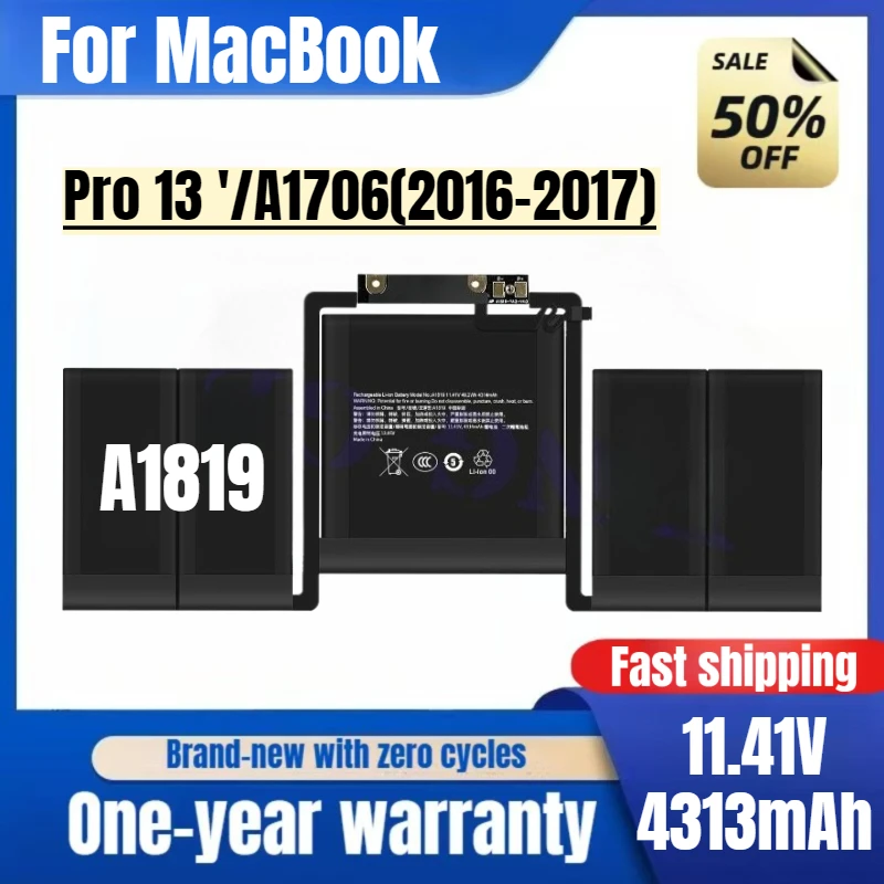 

A1819 for MacBook Pro 13 '/A1706(2016-2017) Laptop Battery High Quality High Capacity Battery Replacement Bateria Grade A Cell