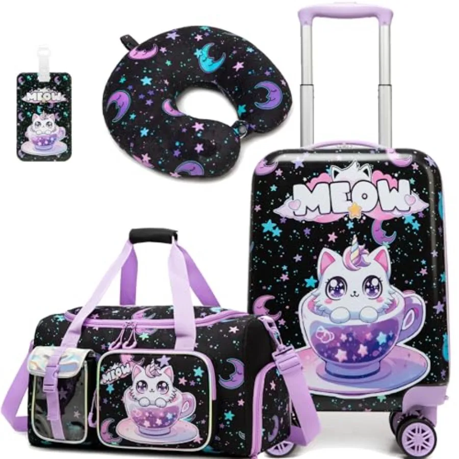 

Kid's Luggage Set 3 Pcs Suitcase Set 16" Hardside Luggage with Spinner Wheels Girls Boys Carry on Toddler Suitcase with Travel