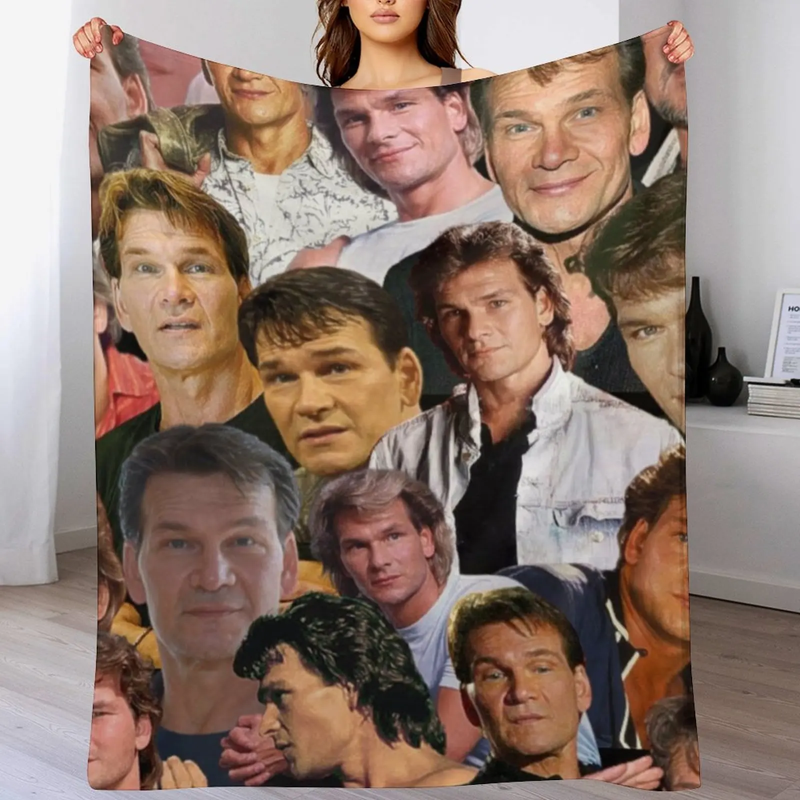 

patrick swayze photo collage Throw Blanket Flannels Sofa Throw Warm Beautifuls Blankets