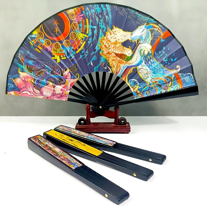 Chinese style country tide cartoon 8-inch folding fan ancient style tide language Ling Juan folding fan twelve zodiac fans