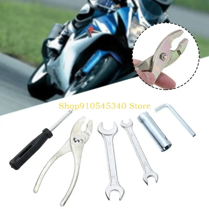U2JA Motorcycle Repair Hand Tool Set with Metal Wrenches Pliers Screwdriver and L Key for Routine Adjustments Maintenance