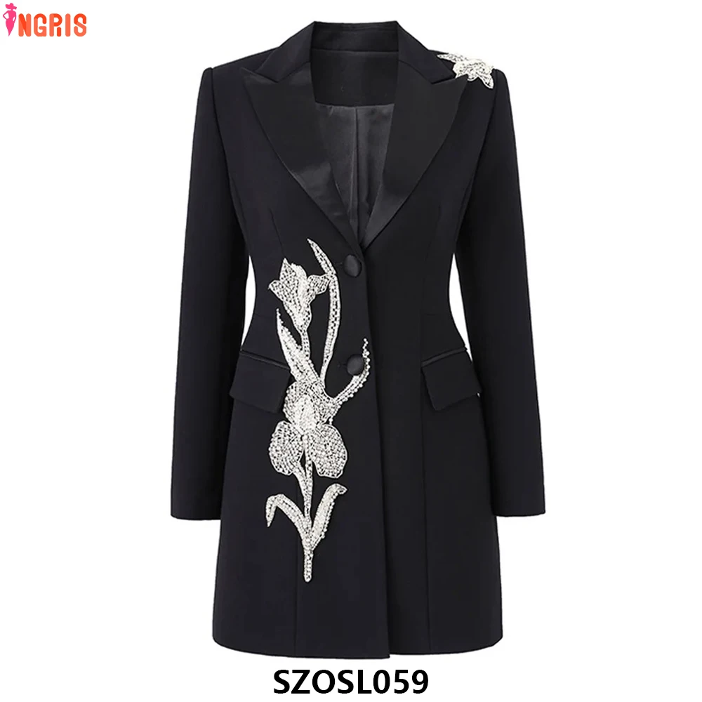 

2025 women's suit jacket collection new style super heavy industrial flower beading design-SZOSL059