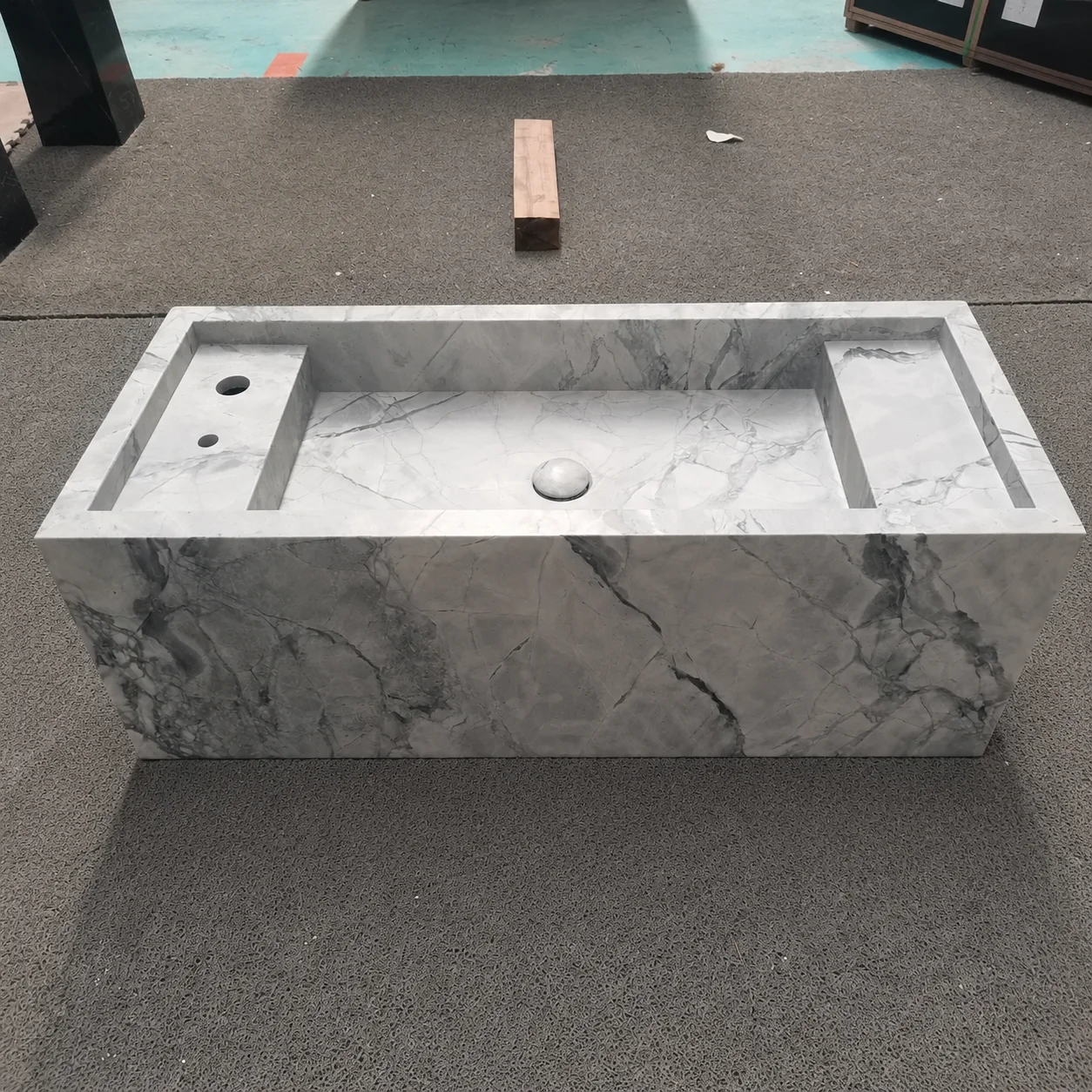#￥Customized Natural Marble Wall Mounted Bathroom Sink Rectangular White Color Art Hand Wash Basin for Hotel Villa Powder Room