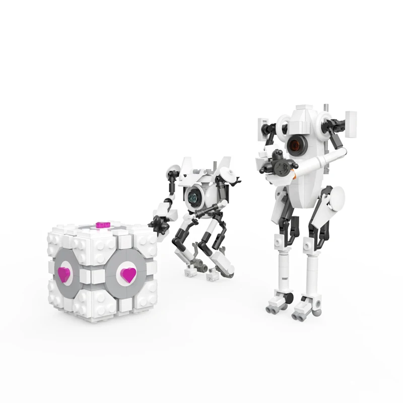 Build moc portal 2 glados wissenschaft roboter bausteine setzen apertured atlas und p-körper ziegel spielzeug für kinder kind geburtstags geschenk