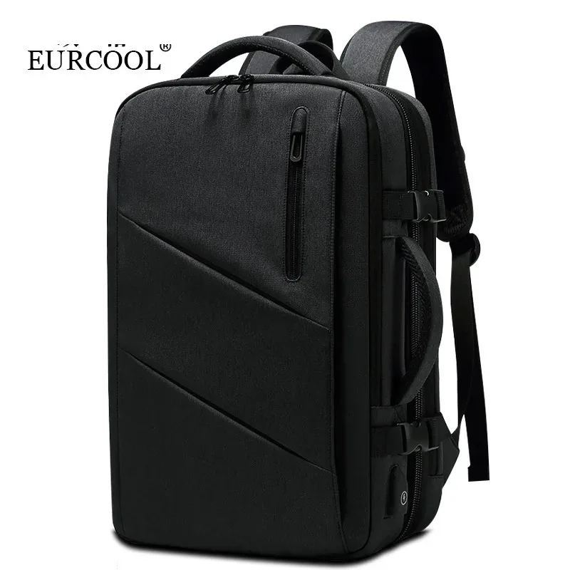 EURCOOL Mens Business Backpack Large Capacity Male Expandable Bags Waterproof 15.6inch Laptop Backpacks