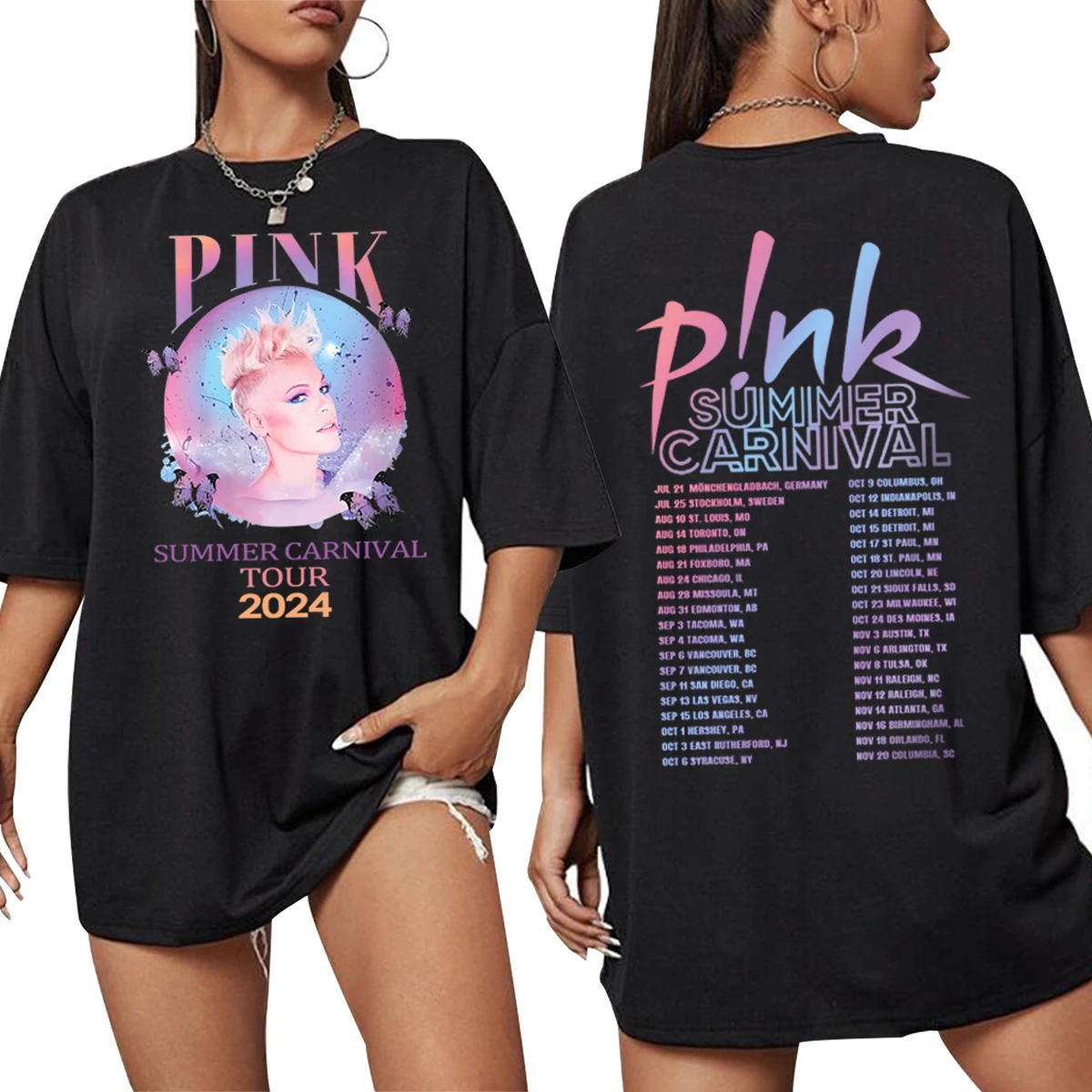 Pink Summer Carnival New Dates Tour 2024 T-Shirt Unisex Summer Oversized