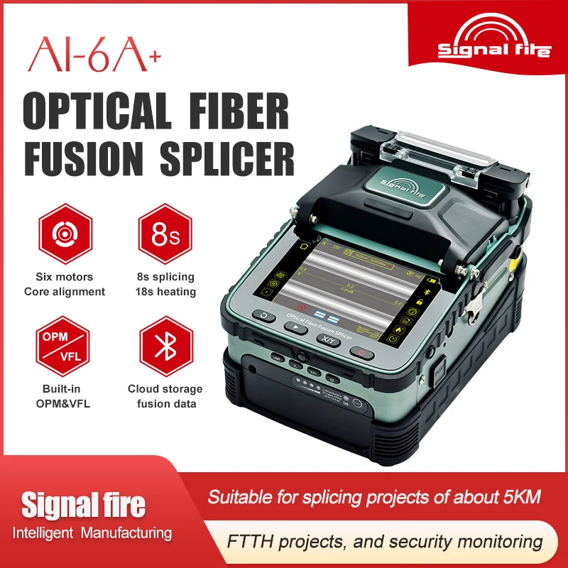 Original Signalfire FTTH Full Automatic Intelligent AI-6A+  Fiber Fusion Splicer Welding Machine with Touch scree  OPM &VFL