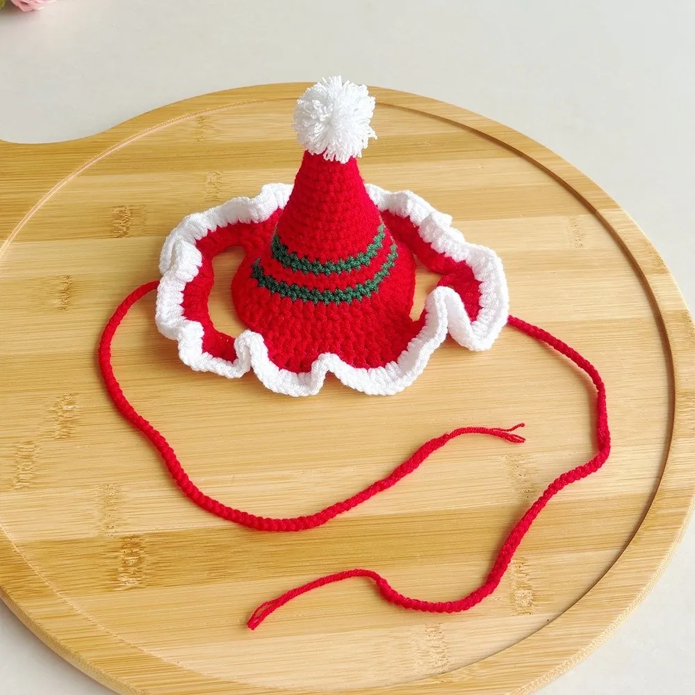 Jingle Bell Pet Christmas Hat Cute Knitted Yarn Cat Bell Collar Soft Texture Adjustable Size Dog Bowknot Scarf Pet Photographers