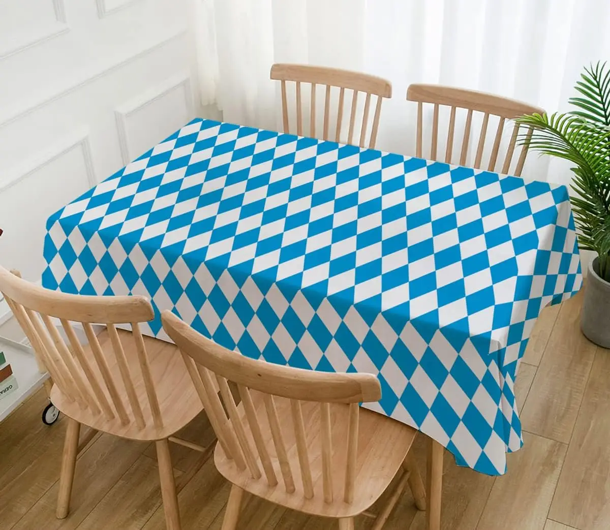 Blue Bavarian Flag Check Oktoberfest Rectangle Tablecloth for Table Decor Reusable Kitchen Dining Tablecloth Party Decor