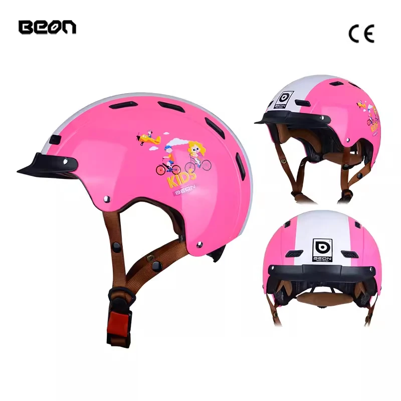 For Electric Bike Motorcycle Riding Helmet for Children Boys Girls Balance Bike Quick Release Beon Half Helmet Safety Protection