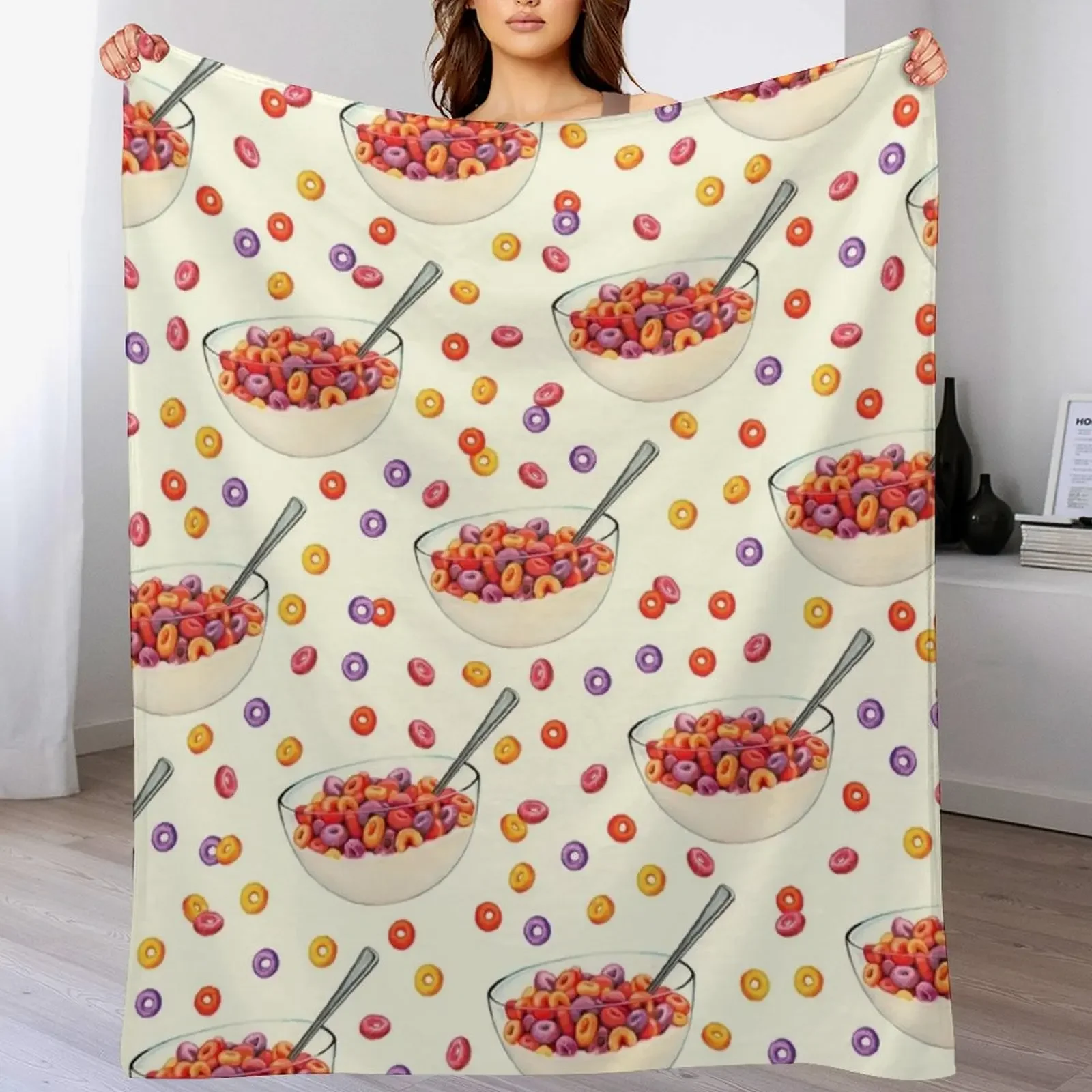 

Fruit Cereal Pattern Throw Blanket Comforter Decorative Sofa Hairy Blankets