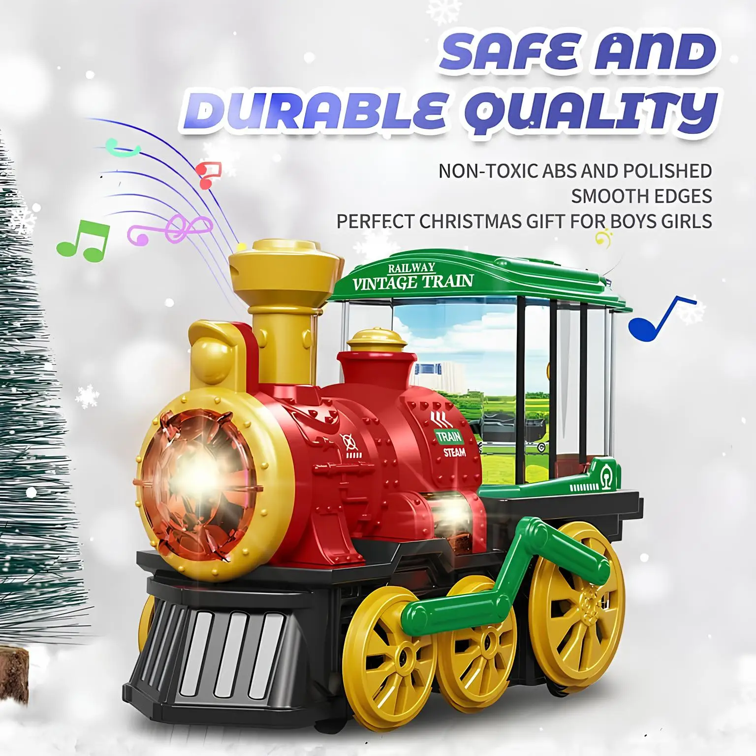 Tren de vapor eléctrico de juguete para niños pequeños de 3 a 5 años con sonido de luz ahumada, juguete de choque de camión con motor locomotor, 360 °   Regalo giratorio para niños