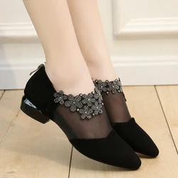 2024 New Trend Breathable Water Diamond Sandals Pointed Single Shoes Comfortable Fashion High Heels Shoes Women Zapatos De Mujer